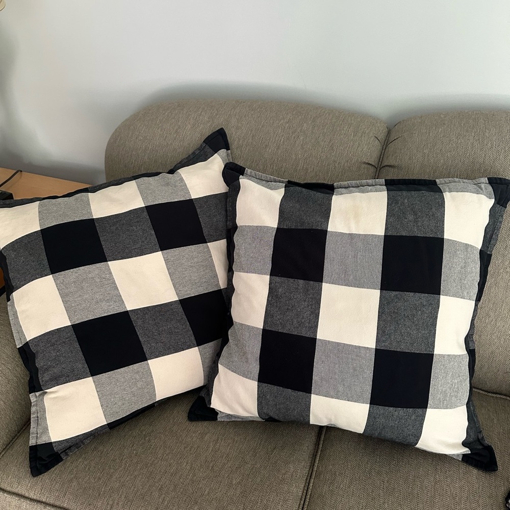 Pottery Barn Black and White Checkered Accent Pillows